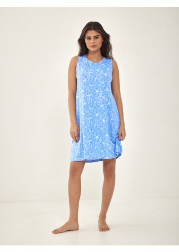 שמלה ללא שרוולים פרחוני כחול